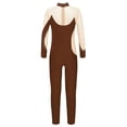 thumbnail image 4 of iiniim Kids Girls Sparkly Long Sleeve Full Body Unitard Gymnastics Leotard Bodysuit Ballet Dancewear Brown 8, 4 of 7