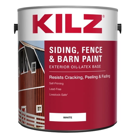 KILZ Siding, Fence, and Barn Paint, Exterior, White, 1 Gallon