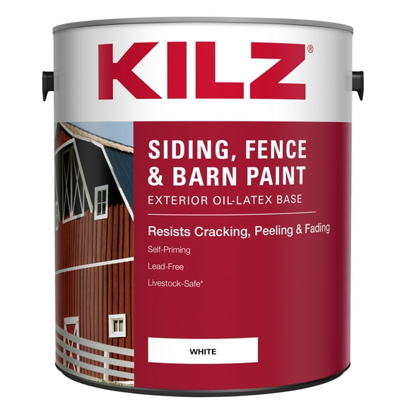 KILZ Siding, Fence, and Barn Paint, Exterior, White, 1 Gallon