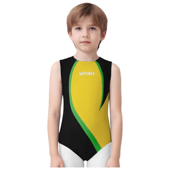 SiiRoh Kids Boys Gymnastics Leotard Sleeveless Tank Leotard Dance Ballet Unitard Biketard Athletic Bodysuit Yellow 14