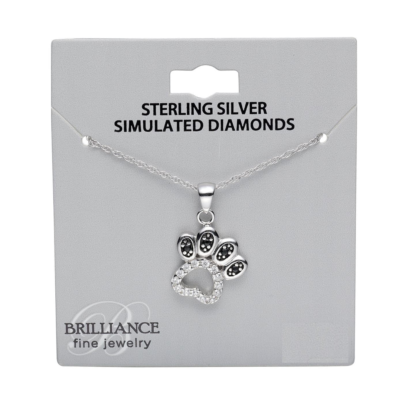Brilliance Fine Jewelry Women's Simulated Diamond Dog Paw Pendant in Sterling Silver