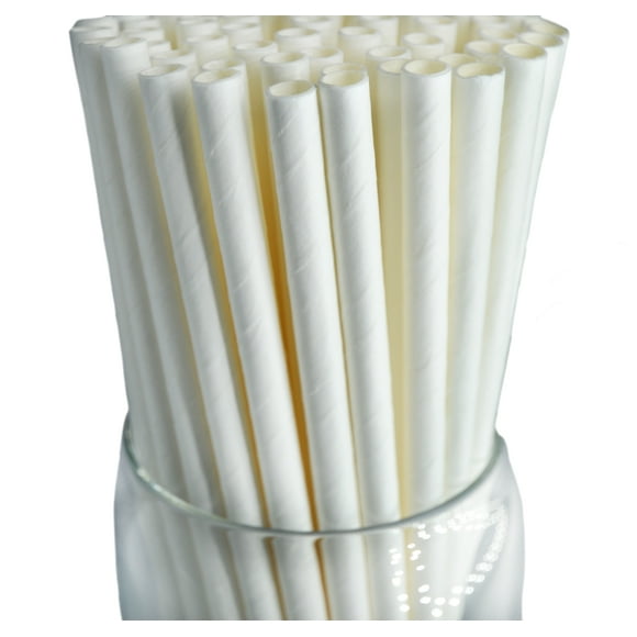 Solid White Paper Drinking Straws from Roc Paper Straws