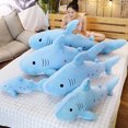 thumbnail image 4 of Tiburón gigante de felpa bordada para niños, muñeco de animales acuáticos, estrella de juguete, azul, rosa, gris, acurrucarse, regalo de Navidad, 50-150cm, 4 of 5