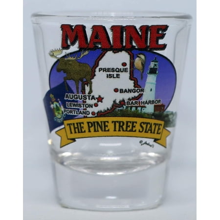 Maine State Elements Map shot glass
