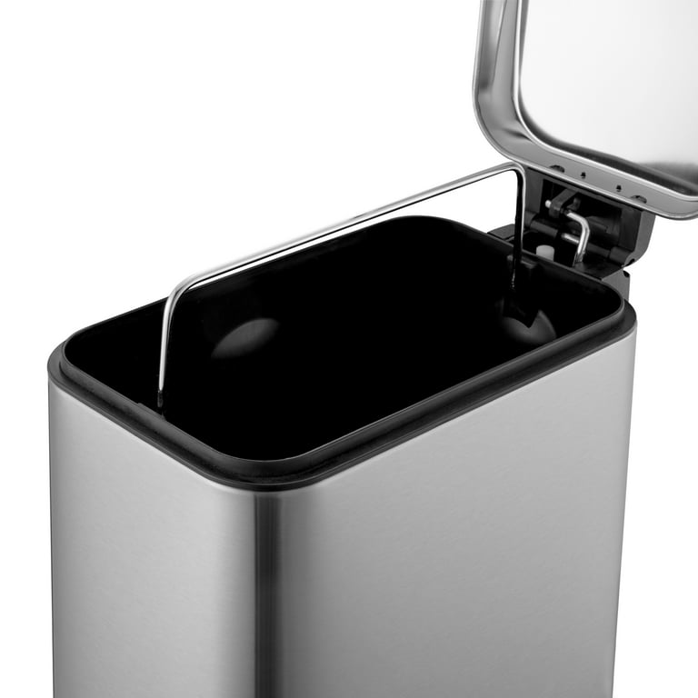 Innovaze 1.3 Gal./5 L Rectangular Matt White Step-On Trash Can for Bathroom and Office