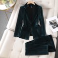 thumbnail image 1 of Chaqueta de traje pequeña de terciopelo dorado con sensación de rojo verde para mujer, traje de overol de temperamento profesional de principios de otoño, 1 of 5