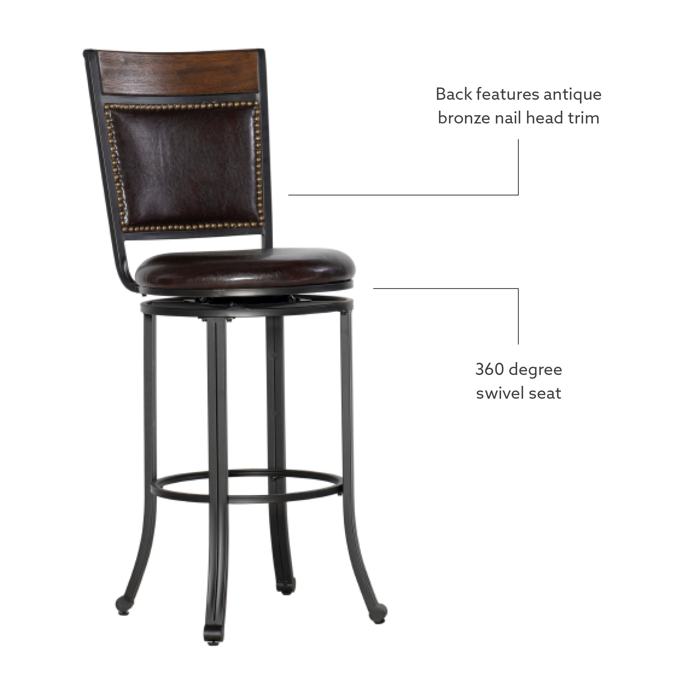 Powell Holloway 29" Indoor Metal Bar Stool with Swivel, Rustic Umber