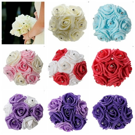 Crystal Double Flower - 1 Bunch Aartificial Rose Flower Craft Flower Bridal Rhinestone Crystal Bouquet Wedding Party Decor