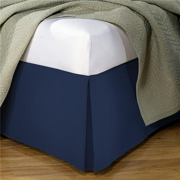 Fresh Ideas FRE20114NAVY03 Poplin Tailored Bed Skirt Navy - Queen