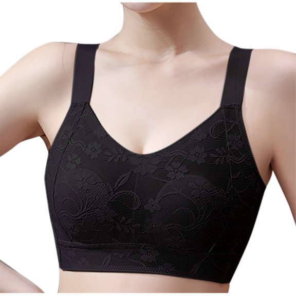 Bigersell Padded Bras for Women Trendy Comfortable Without Underwire Bra Convertible Bra Style F-1008 Black XL