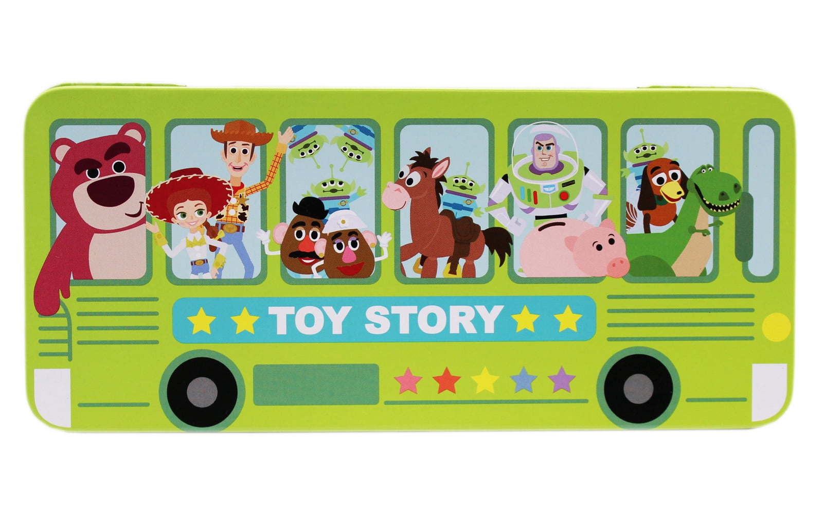 Disney Pixar's Toy Story 3 Green School Bus Tin Pencil Box