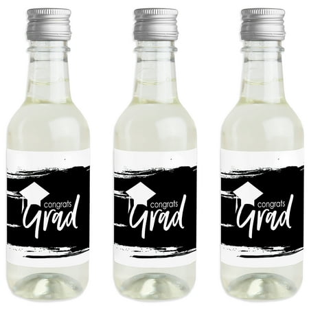 Black and White Grad - Best is Yet to Come - Mini Wine and Champagne Bottle Label Stickers - Graduation Party Favor
