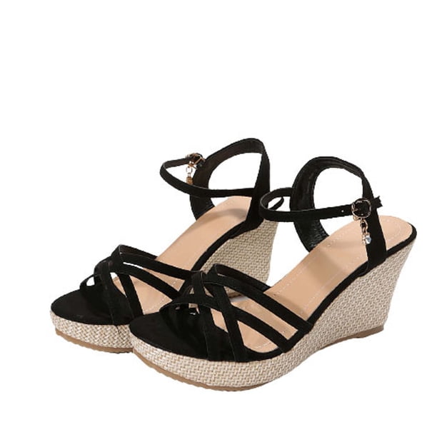 Amzcrzy Zapatos de mujer,Zapatos de mujer,Zapatillas de mujer, Sandalias de cuña con punta abierta informales de verano para mujer, sandalias de plataforma romanas de playa de color liso Sandalias Mu