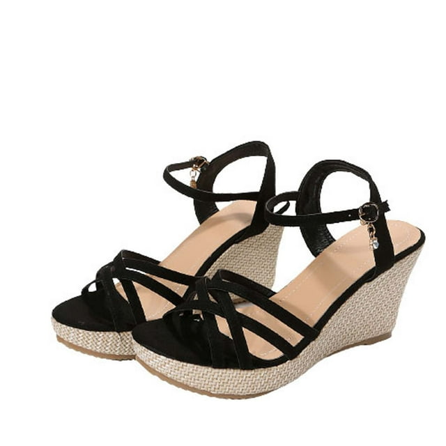 Amzcrzy Zapatos de mujer,Zapatos de mujer,Zapatillas de mujer, Sandalias de cuña con punta abierta informales de verano para mujer, sandalias de plataforma romanas de playa de color liso Sandalias Mu