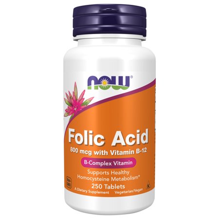 ナウフーズ 葉酸 800mcg ビタミンB-12 25mcg 250粒 タブレット NOW Foods Folic Acid with Vitamin B-12 Tablets プレママ 赤ちゃん 妊活 妊娠
