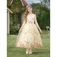 thumbnail image 5 of IBTOM CASTLE Embroidery Flower Girl Lace Dress for Kids Wedding Pageant Party First Communion Dresses Princess Bridesmaid Maxi Gown 7-8 Years Apricot, 5 of 9