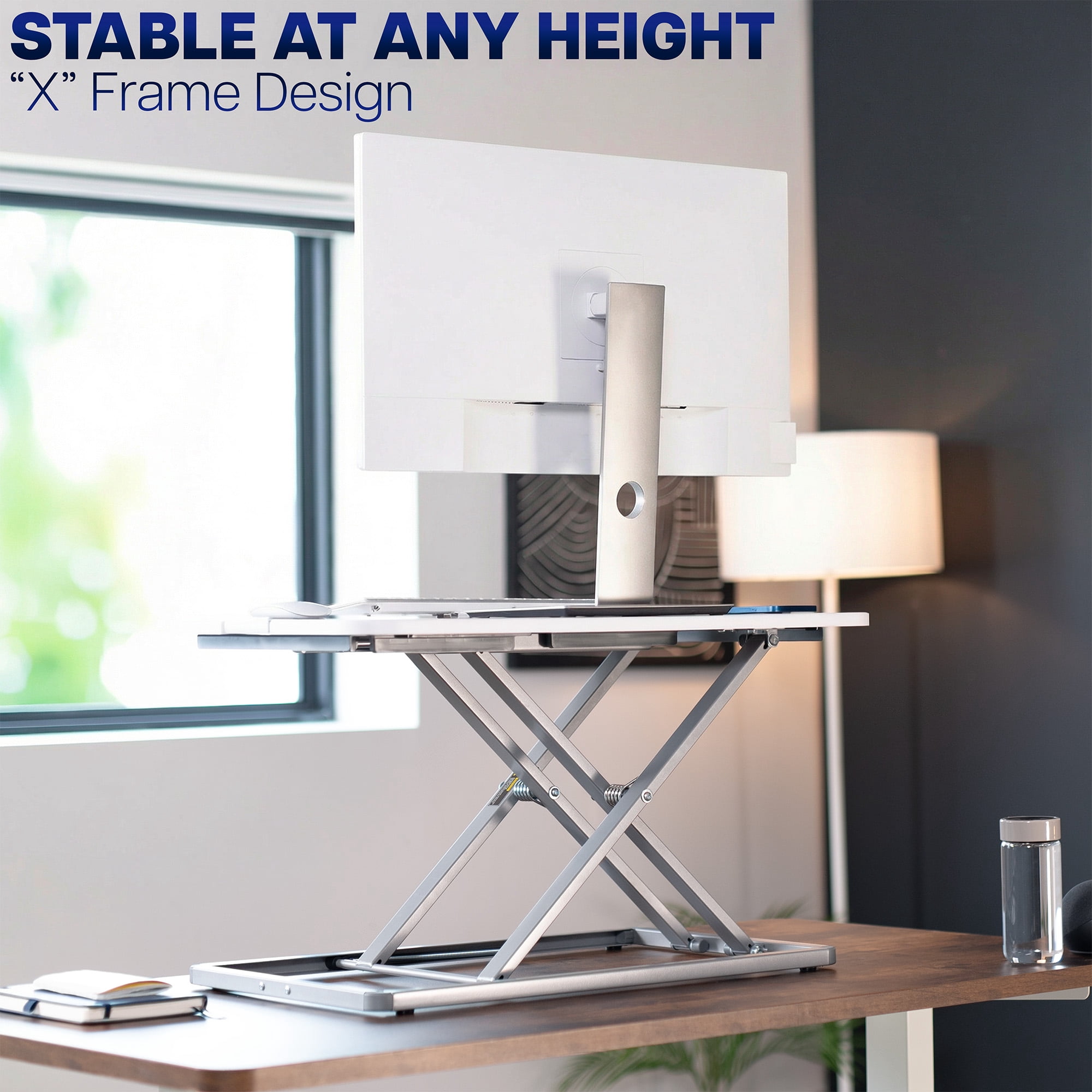 VIVO White Economy Height Adjustable 29" Standing Desk Desktop Monitor Riser