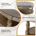 thumbnail image 4 of 36" Round Ottoman, Tina's Home Open Shelf Storage Botton Nailhead Solid Wood Leg Living Room Grey, 4 of 6