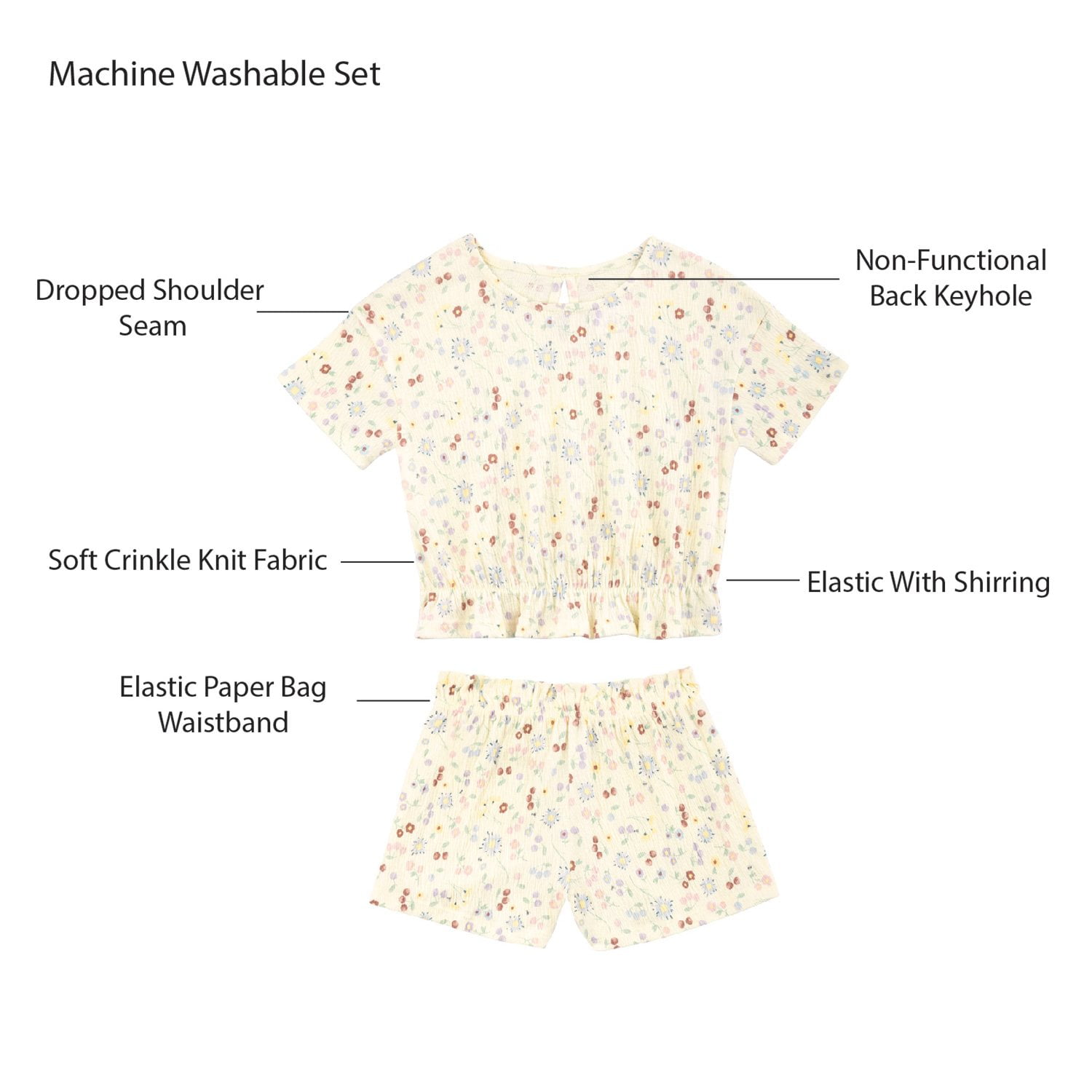 kids＊mom select shop様 Member's Mark Toddler Girls 2-Piece Crinkle Knit Playwear