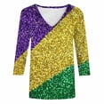 thumbnail image 3 of Mujeres Tres Cuartos de Manga Tops Navidad Impreso Suelto Casual V Cuello Camiseta Suéter Top para la Fiesta Casual, 3 of 5