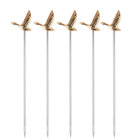 

Stainless Steel Fruit Fork 5Pcs Stainless Steel Cocktail Spears Greylag Shape Fruit Forks Salad Picks Dessert Fork (Golden)
