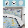 thumbnail image 4 of Quilts Twin XL Size, Spring Summer Floral Soft Comforter Bedding Set for Bed, Watercolor Summer Dragonfly Lightweight Quilted Bedspread with Pillow Cover(2 Pieces) for All Season, 68x98 Inch, 4 of 6