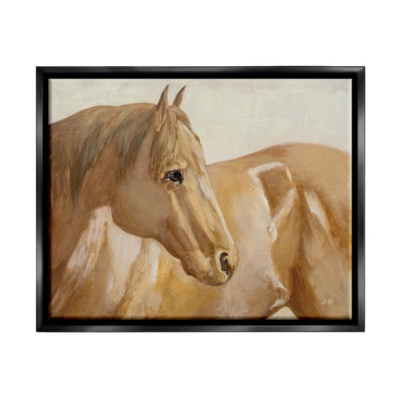 Stupell Industries Tan Horse Painting Animals & Insects Painting Black Floater Framed Art Print Wall Art, 21 x 17