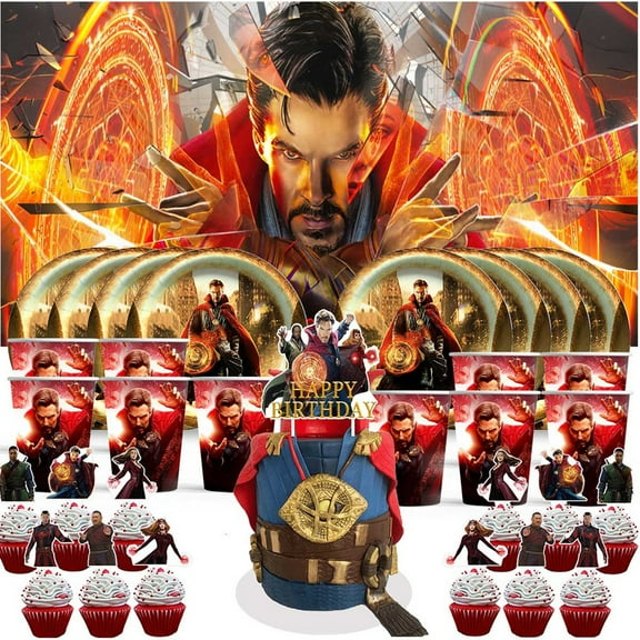 Strange Doctor Birthday Cups Party Supplies Decor Backdrop Paper Plates Fans Decorations Banner