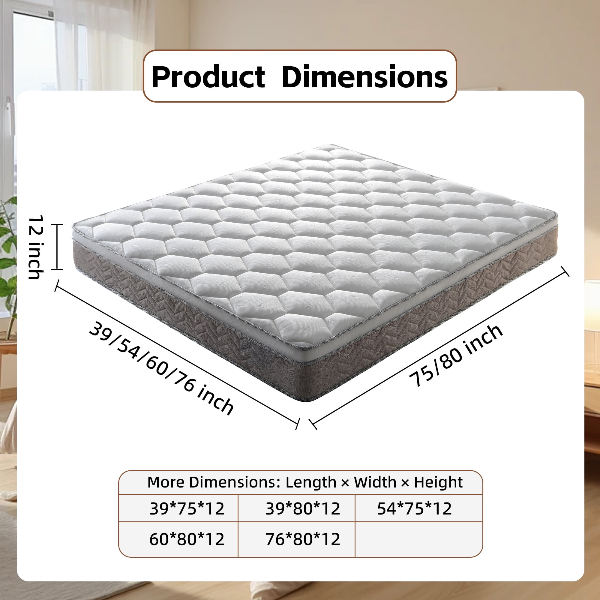 12" Hybrid Memory Foam Pocket Spring Mattress