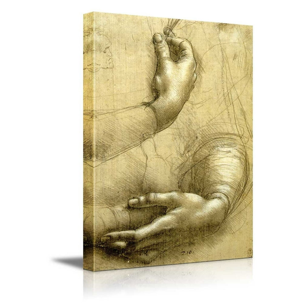 Wall26 Study of Arms and Hands by Leonardo Da Vinci Canvas Print Wall Art Famous Oil Painting