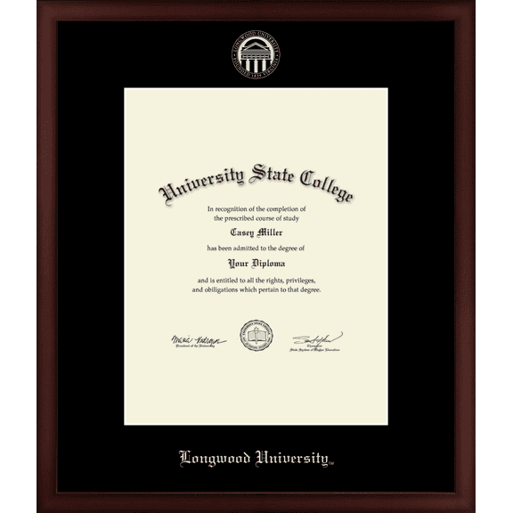 Longwood University Diploma Frame, Document Size 11" x 14"