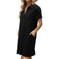 thumbnail image 3 of ZZwxWA Womens Lapel Button Down Dresses Henley Neck Dress with Pocket Summer Short Sleeve Dresses Casual Trendy Plain Dress Solid Color, 3 of 4