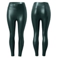 thumbnail image 3 of Summer Pants for Women Leather Leggings Stretch High Waisted Pleather Pants Baggy Women Wide Leg Dressy Track Loose Fitting Casual Wear Crib Winter Running Cargo Green 4XL, 3 of 3