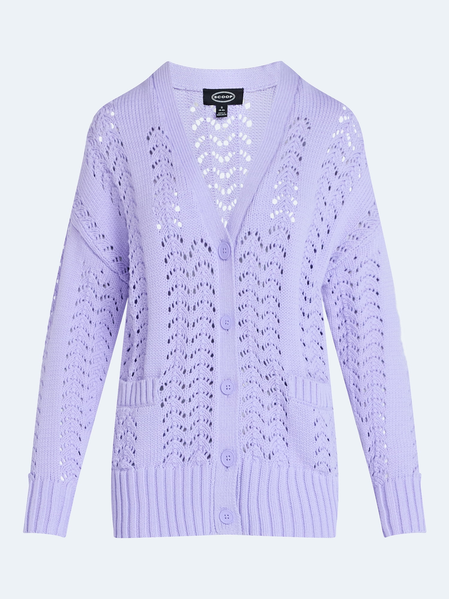 Scoop Women’s V Neck Sweater Cardigan, Midweight, Sizes XS-4X
