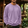 thumbnail image 5 of Men's Solid Color Crewneck Sweatshirt Casual Thermal Long Sleeve Pullover Fall Winter Warm Fashion Tops Light Purple 2XL, 5 of 6