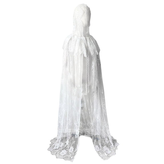 Yvsxxv 1Pc White Lace Bridal Hooded Cloak Wedding Shawl Veil for Bride Special Occasions