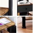 thumbnail image 4 of Nightstand with Charging Station, Bedside Table with Round Corner Design, Night Stand with Adjustable Fabric Drawer, Side Table End Table for Bedroom, Living Room Rustic Brown+black, 4 of 8