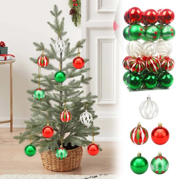 Bolas Decorativas 30 adornos navideños colgantes con purpurina para árbol, hogar y fiesta, 6 x 6 x 6 cm Yulucky