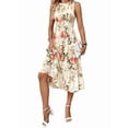 thumbnail image 3 of Women'S Summer Floral Mid-Length Dress Ruffle Sleeve Smocked Sundress Flowy Wedding Guest Dresses Flower M, 3 of 9