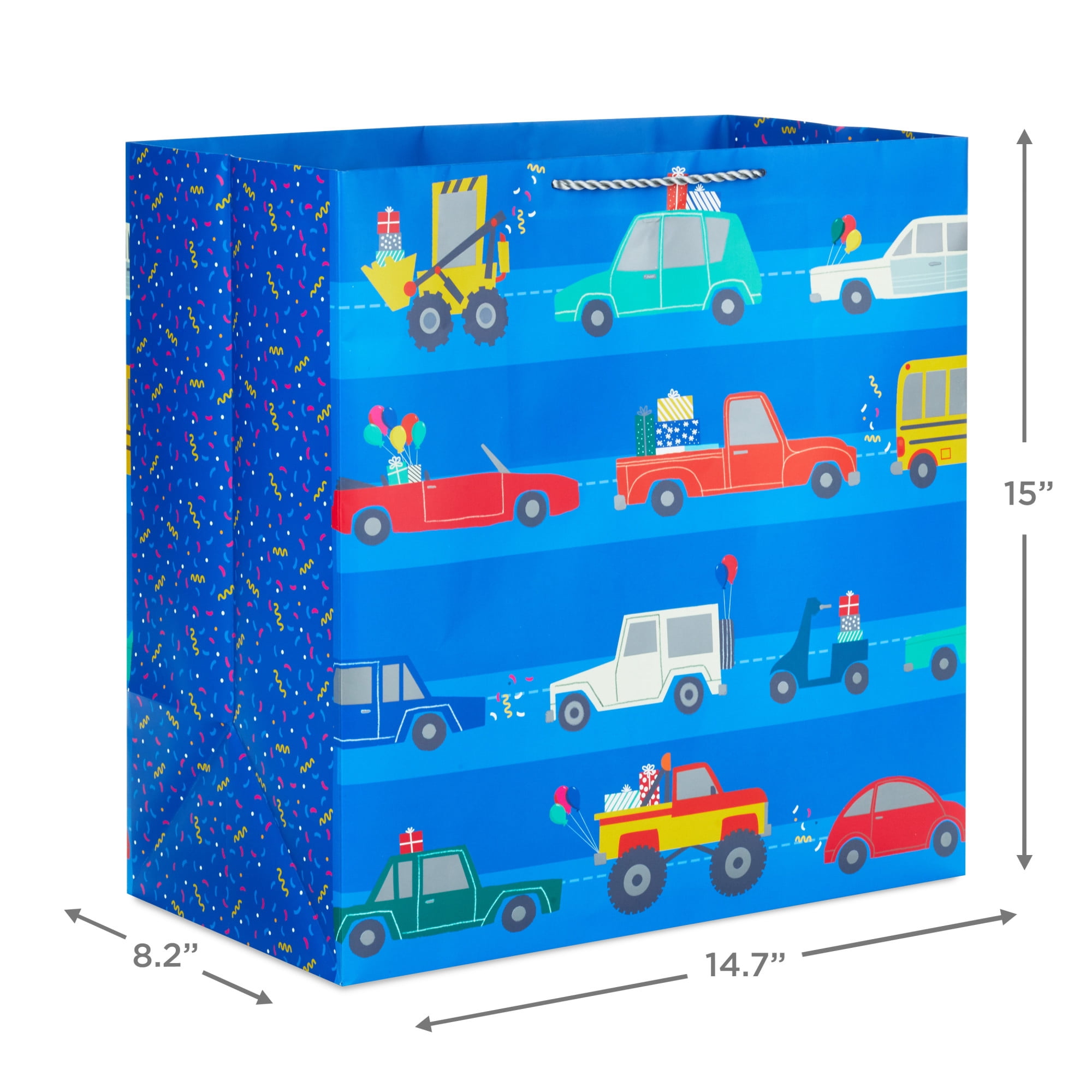 Hallmark Extra-Deep Gift Bag (Vehicles on Blue)
