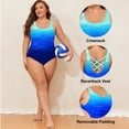 thumbnail image 2 of SHEWIN Plus One Piece Swimsuits for Women Tummy Control Bathing Suit Summer Basic Plus Size Swimming Suits Back Cross with Removable Padding Blue 4X, 2 of 9