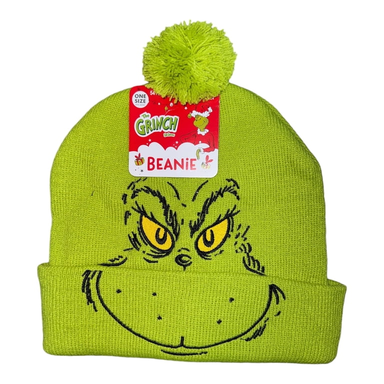 Brand New The Grinch Knit Pom Embroidered Hat Green Christmas Novelty Beanie Amazon.com: Dr. Seuss The Grinch Who Stole Christmas  main image 3
