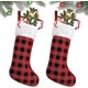 thumbnail image 1 of Medias navideñas: 16,5 pulgadas, medias navideñas a cuadros de búfalo rojo y negro, adorno con puño de felpa para vacaciones familiares, decoraciones para fiestas navideñas (2 piezas) Rojo Verde Cocina, Decoración y Otros, 1 of 5