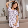 thumbnail image 3 of Wukai Lavender Flowers Print Women's Loose Short Sleeve Nightgown, Soft Sleep Dress for Comfortable Relaxation, Casual Lounge Wear, 3 of 6