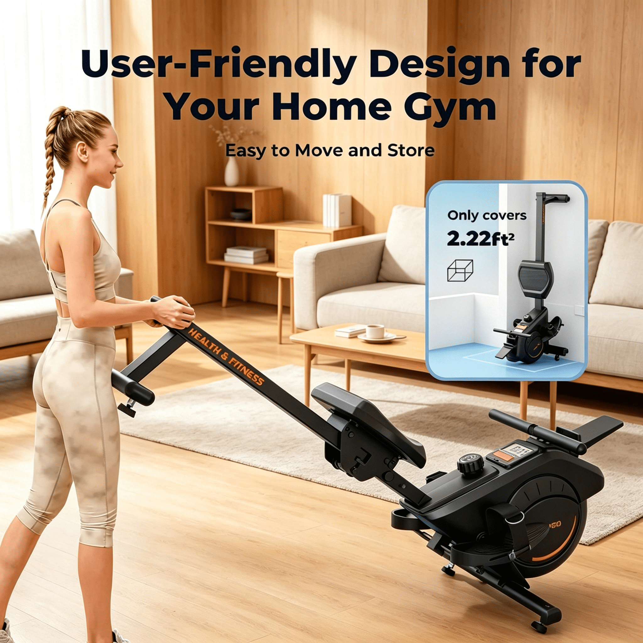Yosuda Magnetic Rowing Machine 350 lbs Weight Capacity - Foldable Rower for Home Use with Bluetooth, App Supported, Tablet Holder and Comfortable Seat Cushion, Easy Vertical Storage