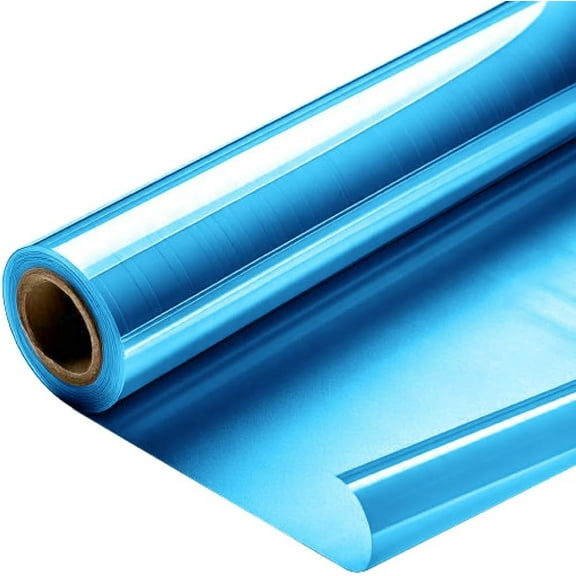 Blue Cellophane Wrap 24'' x 100' Roll - Colored Cellophane Sheets for Craft Baskets, Gift Wrapping Supplies, Plastic Wrap for Gift Baskets