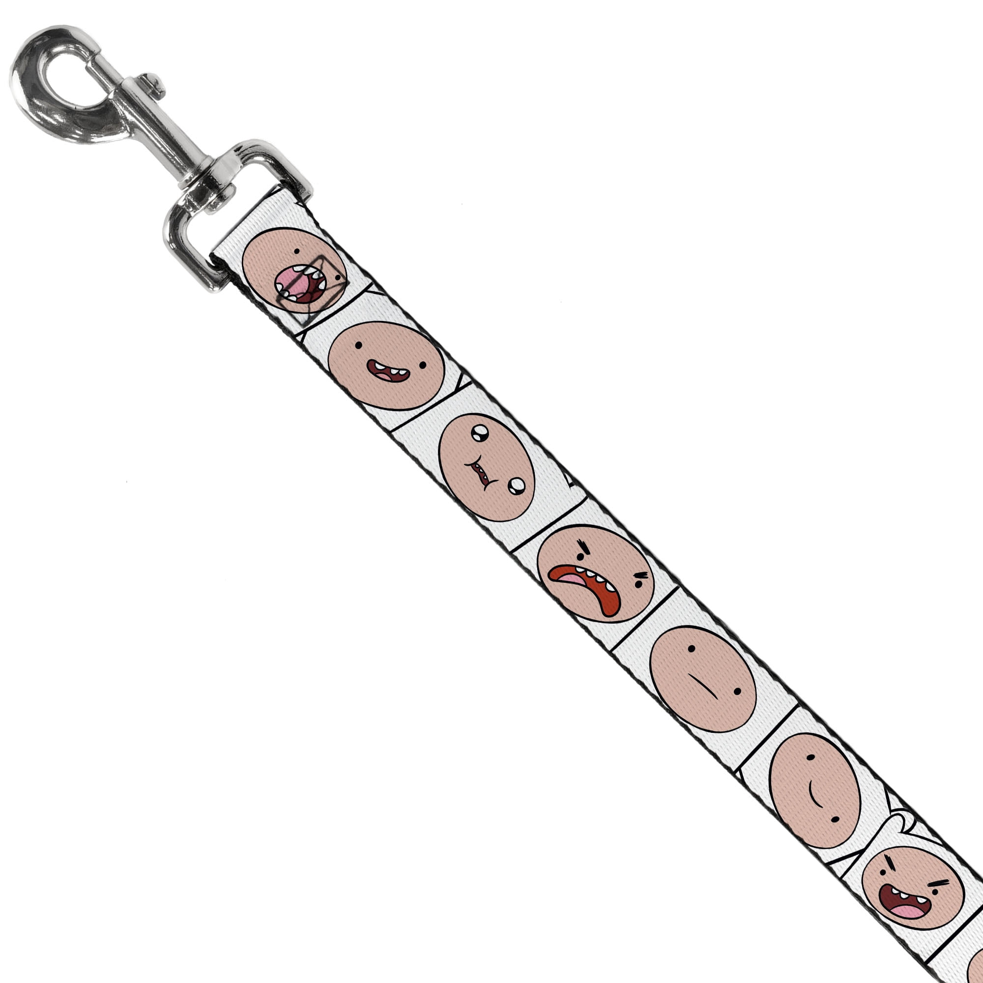 Cartoon Network Pet Leash, Dog Leash, Adventure Time Finn Expression Blocks White, 6 Feet Long 1.0 Inch Wide