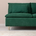 thumbnail image 2 of Loveseat Sofa Couch, Armless Settee Bench Upholstered 2-Seat Sofa with Gold Metal Legs & 2 Throw Pillows, Modern Cotton Linen Fabric Lazy Sofa for Small Living Room Bedroom Apartment, Emerald, 2 of 6