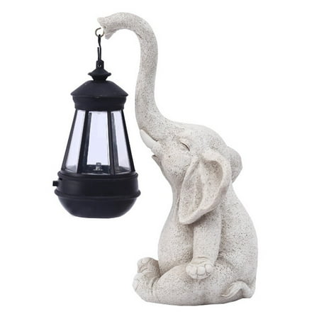 

Leke Garden Ornament Elephant Solar Light Ornament Decor Home Lantern Stone Effect
