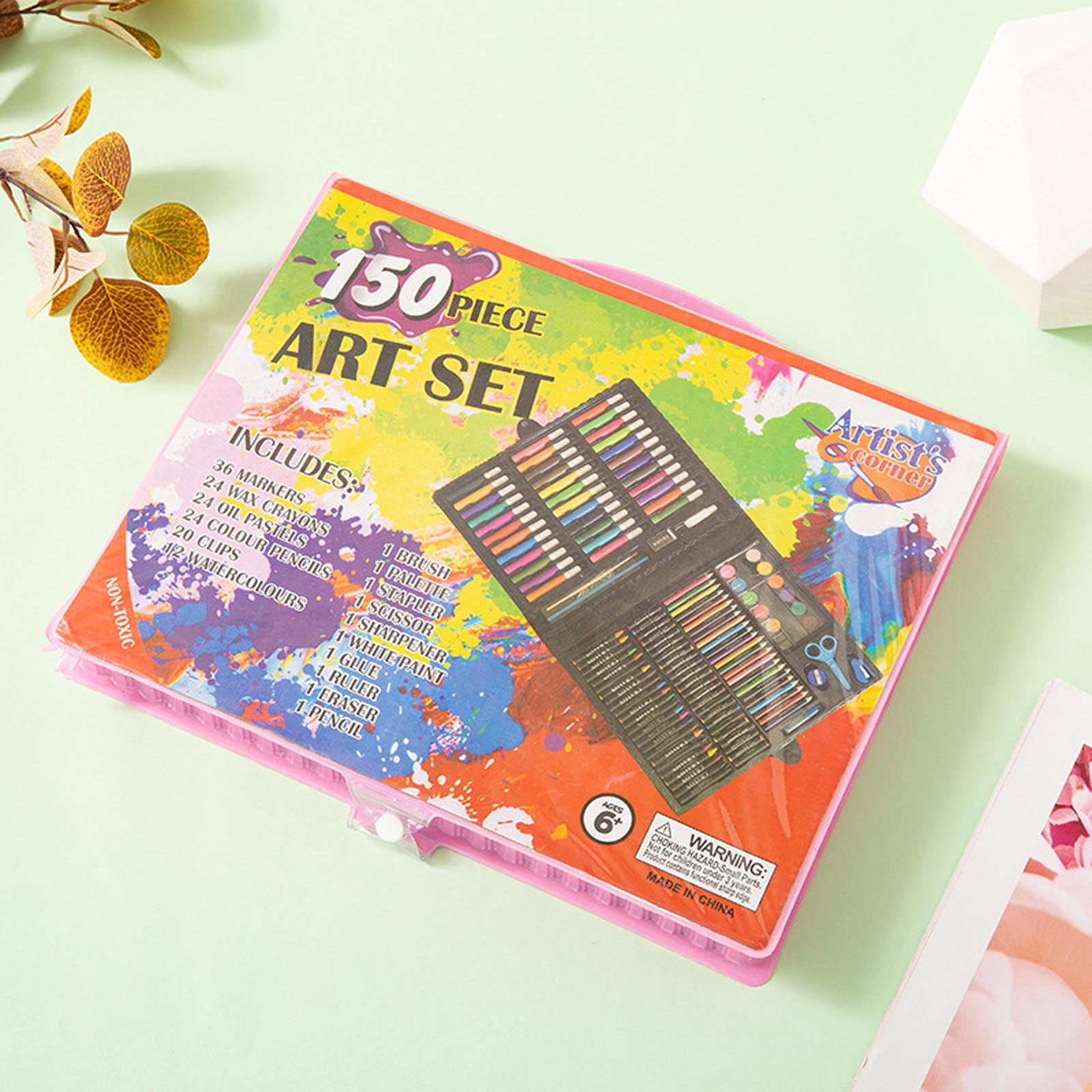 LBGAJGS 150 PCS Art Set, Complete Drawing Painting Kit with Oil Pastels Crayons Colored Pencils Watercolor, Portable Travel Art Case for School Essentials, Gift for Student Artist